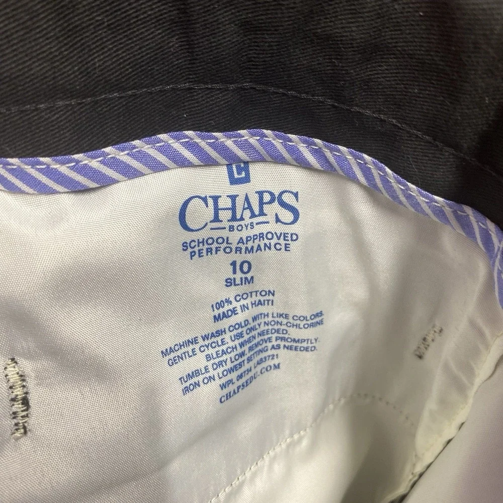 Chaps NWT Boys' School Approved Black Pleated Front Pants Size 10 Slim‎